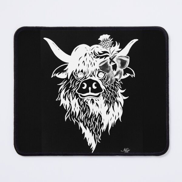 Item preview, Scottish Highland with a bow, edited ink drawing designed and sold by MariDaniArt.