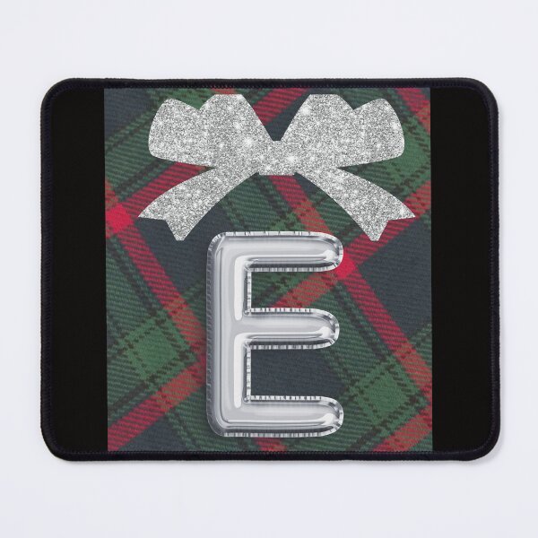 Item preview, Glorious Red and Green Plaid with Glittering Bow and Puff Initial-E designed and sold by SunMoonBeyond.