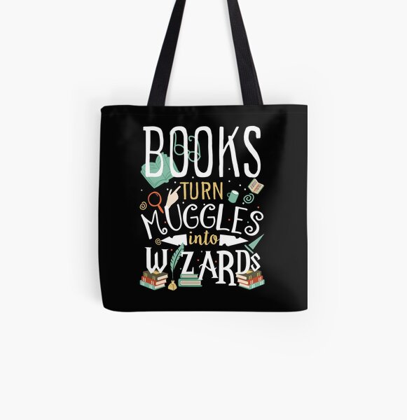 Los libros convierten a los muggles en magos Bolsa estampada de tela