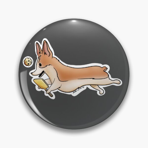 Item preview, Corgi chasing his/her Pickleball on charcoal black with white outline designed and sold by Heather van der Dys.