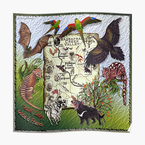 TAZZIE TALES OF: Sassafras Creek Valley by Marlies Bugmann tasmanianartist Poster