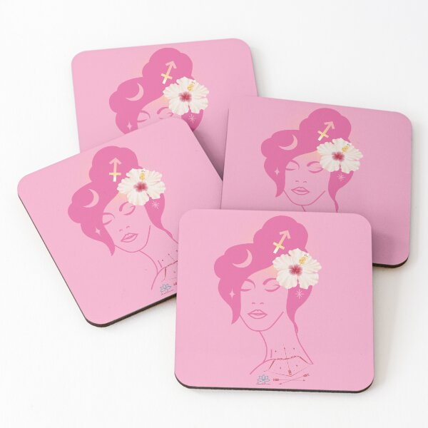 Item preview, Sagittarius Goddess Graphic Print - Pink and White Hibiscus designed and sold by elevated-aura.