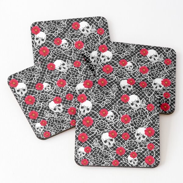 Item preview, Lace with skull and red flower designed and sold by Fitandstylish.