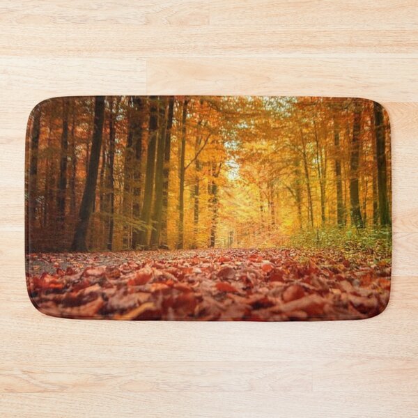Item preview, Colourful autumn forest with dry fallen orange leafs  designed and sold by Durgaa D.