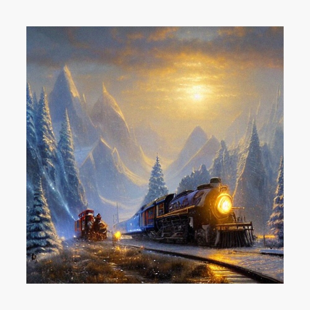 Large Mural Wall Art - Polar Express Fall Winter Steam Locomotive 150* –  everydayecrafts