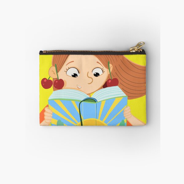 Item preview, girl with cherries is reading a book with a sun on the cover designed and sold by duxpavlic.