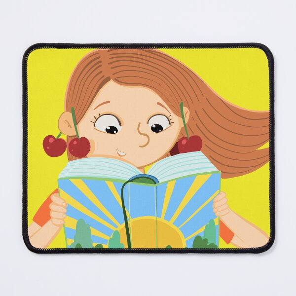 Item preview, girl with cherries is reading a book with a sun on the cover designed and sold by duxpavlic.