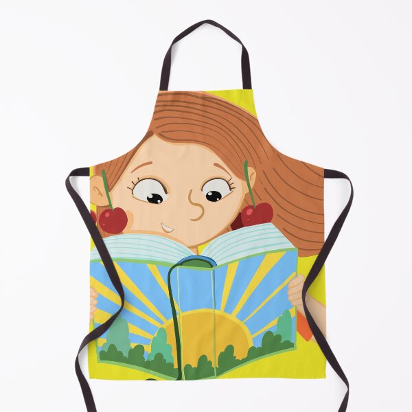 Item preview, girl with cherries is reading a book with a sun on the cover designed and sold by duxpavlic.
