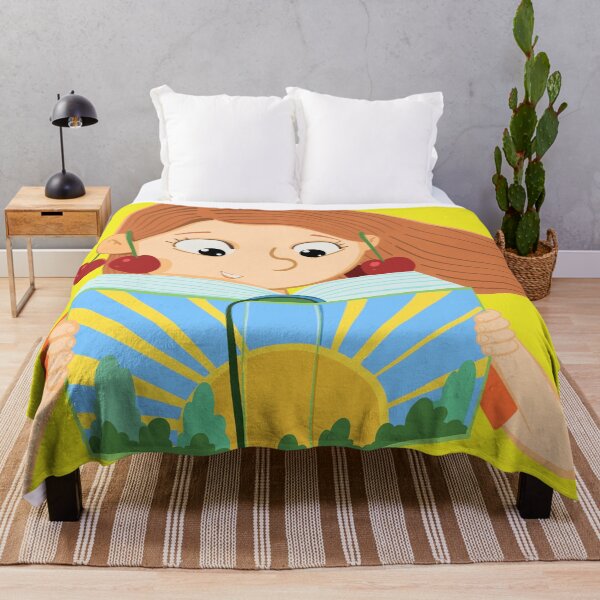 Item preview, girl with cherries is reading a book with a sun on the cover designed and sold by duxpavlic.