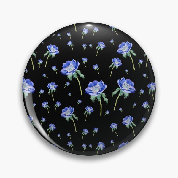 Item preview, Violet anemone ornate pattern on black background designed and sold by Yana Mustafina | Boho Soulful Designs.