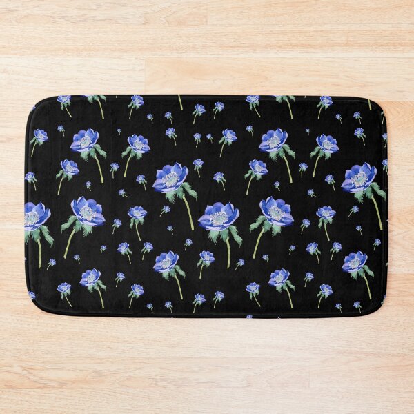 Item preview, Violet anemone ornate pattern on black background designed and sold by Yana Mustafina | Boho Soulful Designs.