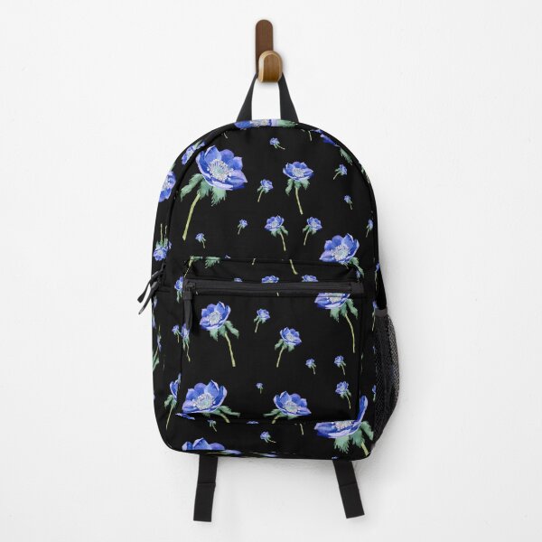 Item preview, Violet anemone ornate pattern on black background designed and sold by Yana Mustafina | Boho Soulful Designs.