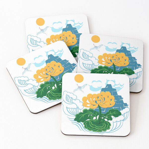 Item preview, Golden Chrysanthemum Green Leaves Blooming in the Sea Water designed and sold by Moyanana.