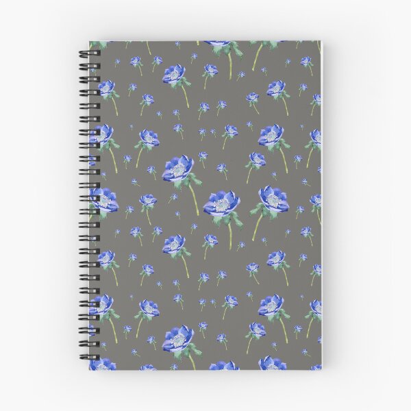Item preview, Violet anemone ornate pattern on grey background designed and sold by Yana Mustafina | Boho Soulful Designs.