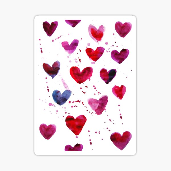 Hearts in Watercolour Sticker