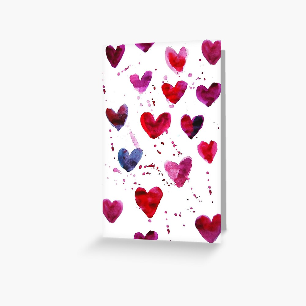 Hearts in Watercolour Greeting Card