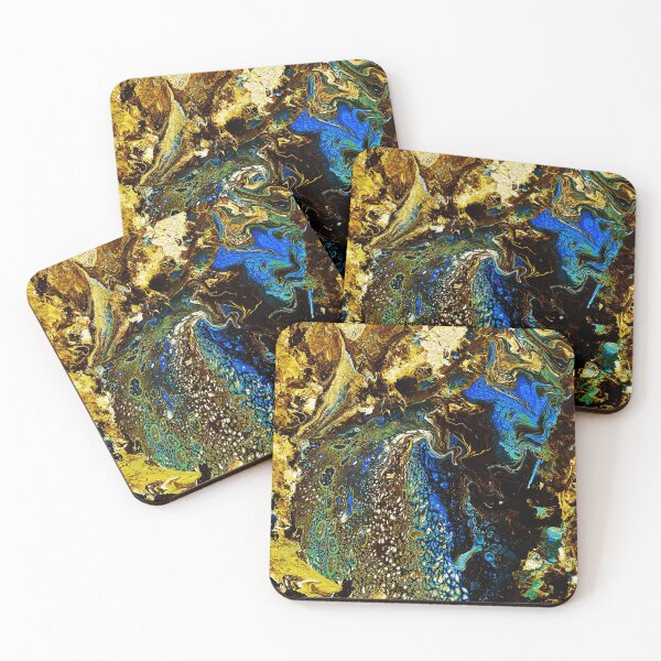 Item preview, Gold and blue abstract canvas designed and sold by MarcosArtRoom.