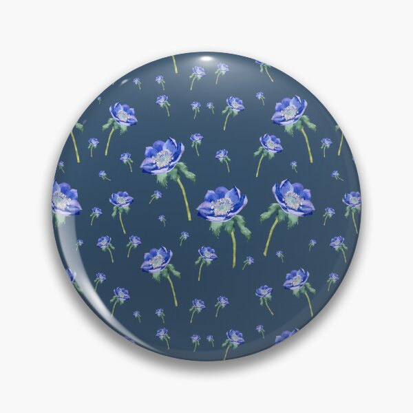Item preview, Violet anemone ornate pattern blue background designed and sold by Yana Mustafina | Boho Soulful Designs.