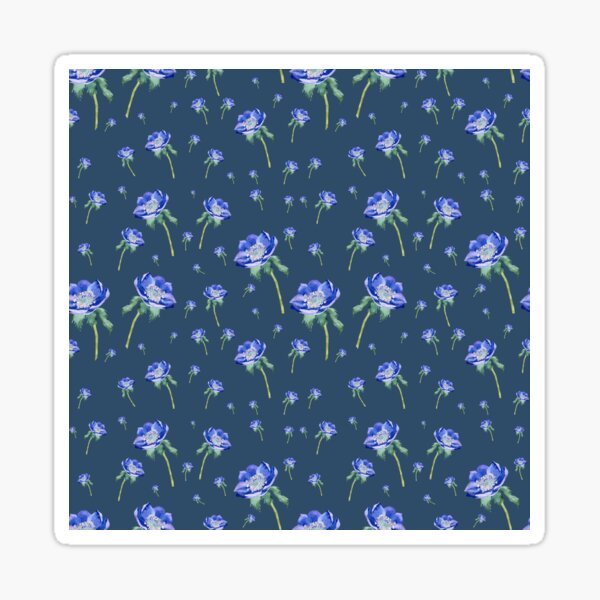 Artikel-Vorschau von Violette Anemone verziertes Muster blauer Hintergrund, designt und verkauft von calligramus.