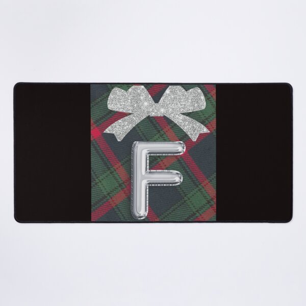 Item preview, Glorious Red and Green Plaid with Glittering Bow and Puff Initial-F designed and sold by SunMoonBeyond.