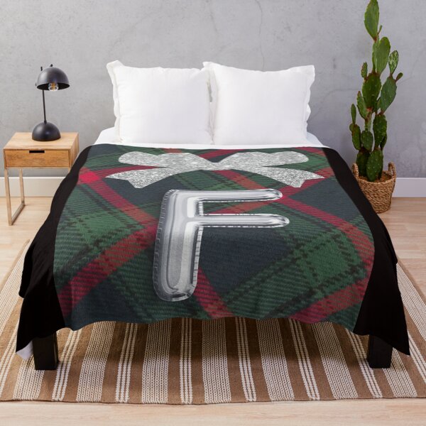 Item preview, Glorious Red and Green Plaid with Glittering Bow and Puff Initial-F designed and sold by SunMoonBeyond.