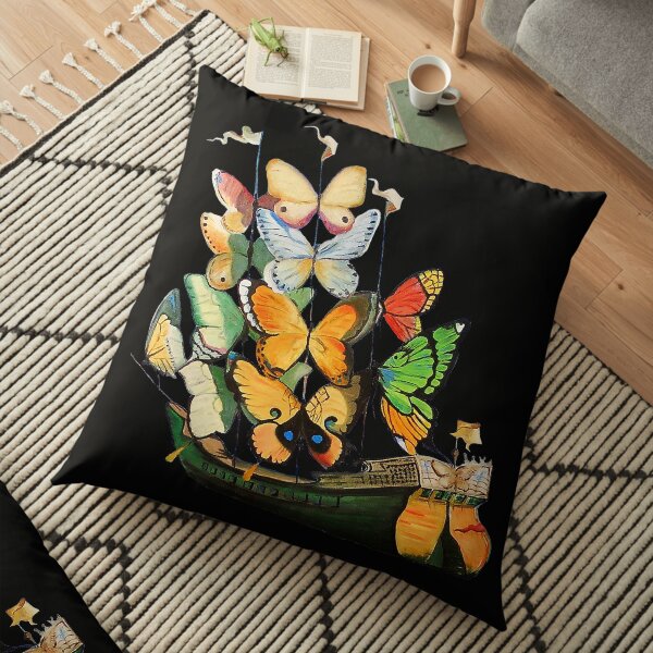Salvador Dali Navire avec des voiles de papillon Coussin de sol
