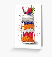 Strawberry and Blueberry shortcake in a jar Greeting Card