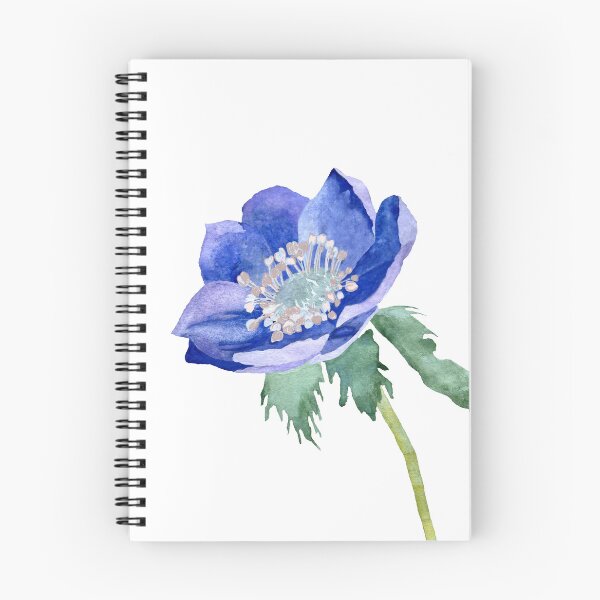 Item preview, Violet anemone watercolor sketch hand drawn designed and sold by Yana Mustafina | Boho Soulful Designs.