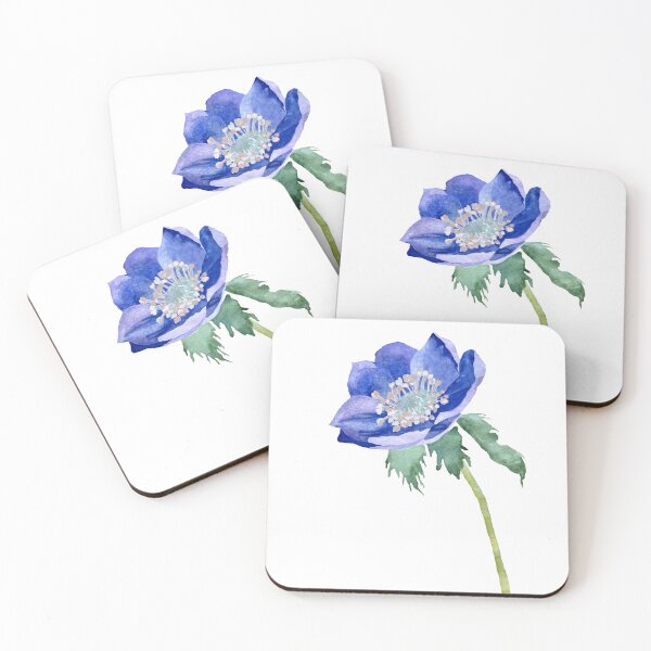 Item preview, Violet anemone watercolor sketch hand drawn designed and sold by Yana Mustafina | Boho Soulful Designs.