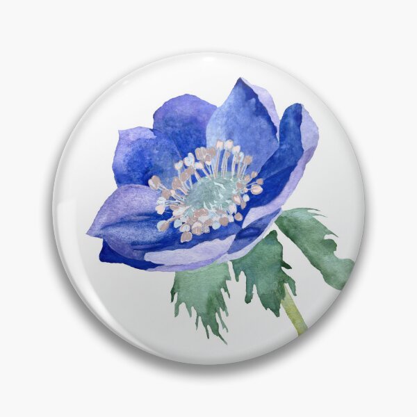 Item preview, Violet anemone watercolor sketch hand drawn designed and sold by Yana Mustafina | Boho Soulful Designs.