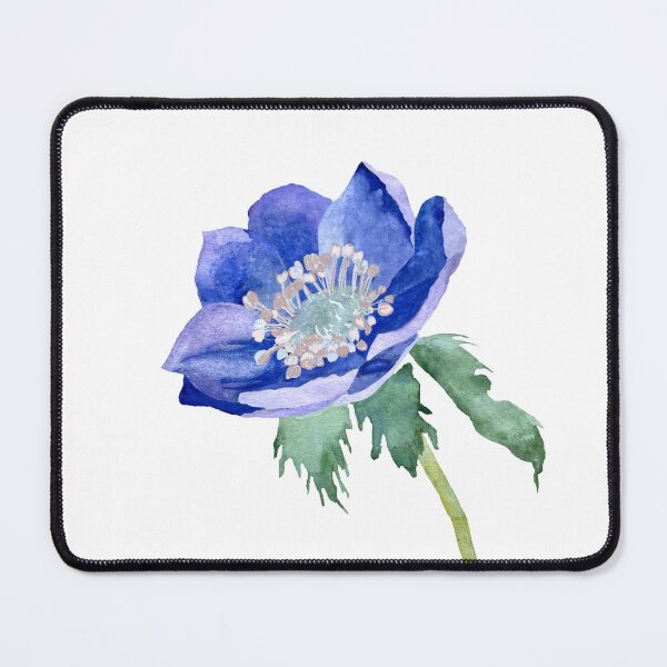 Item preview, Violet anemone watercolor sketch hand drawn designed and sold by Yana Mustafina | Boho Soulful Designs.