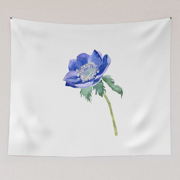 Item preview, Violet anemone watercolor sketch hand drawn designed and sold by Yana Mustafina | Boho Soulful Designs.