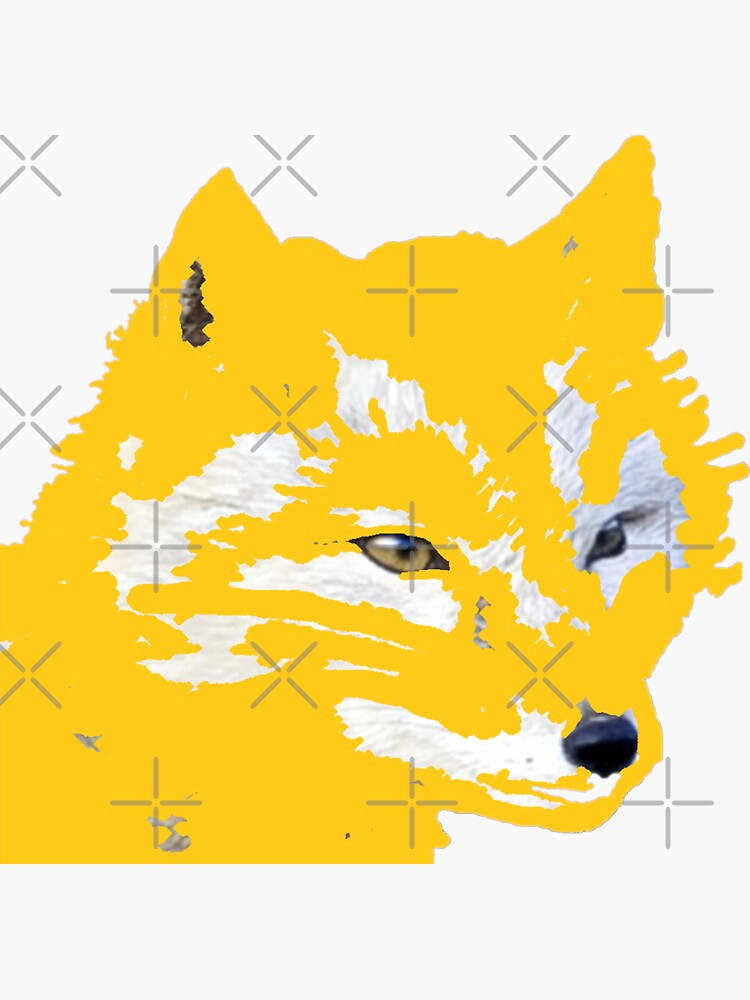 white-fox-rests-in-citrine-yellow-sticker-for-sale-by-cowboy-folly