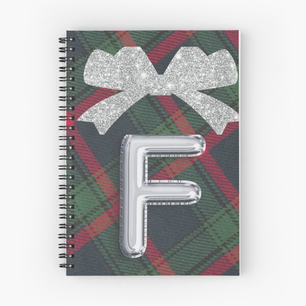 Item preview, Glorious Red and Green Plaid with  Glittering Bow and Puff Initial-F designed and sold by SunMoonBeyond.