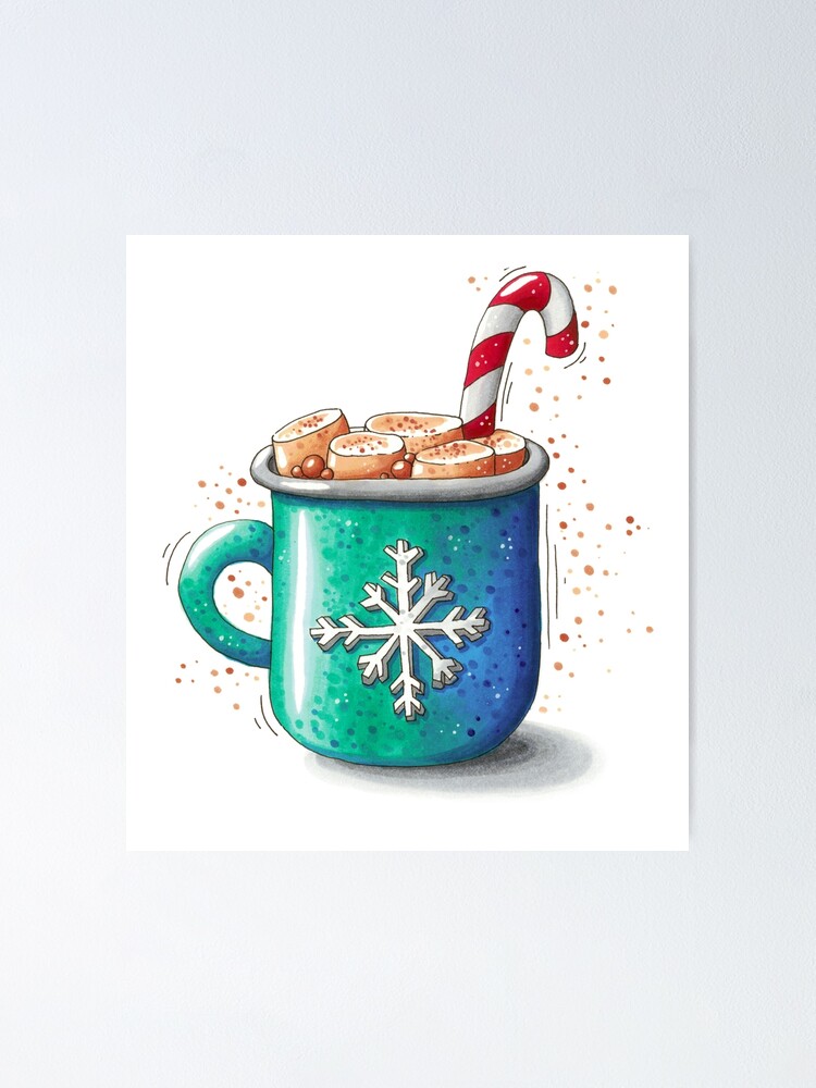 Alternate view of Christmas mug with hot chocolate and marshmallows Poster