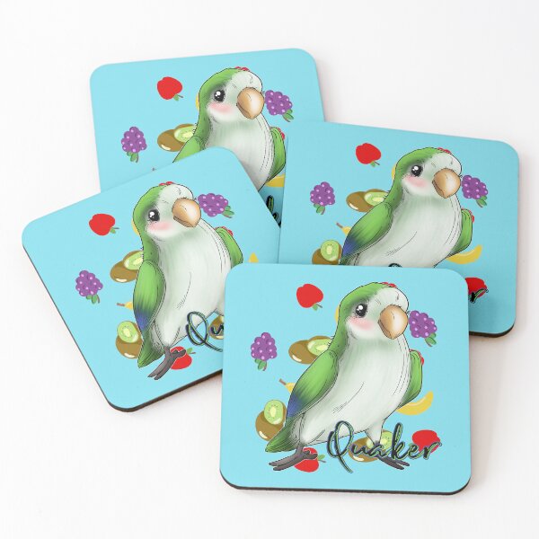 Item preview, Cute Quaker Parrot with Fruit Bunch Background text designed and sold by iduzarts.