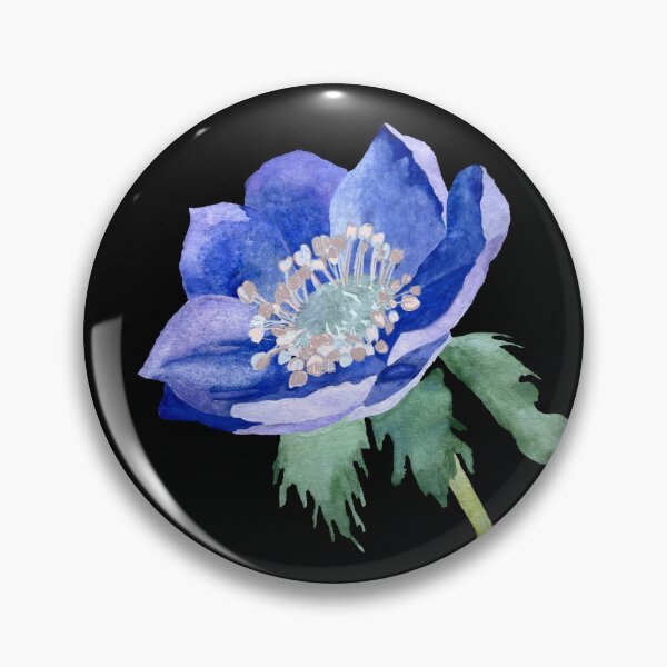Item preview,  Violet anemone watercolor sketch hand drawn black version designed and sold by Yana Mustafina | Boho Soulful Designs.