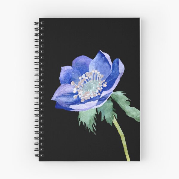 Item preview,  Violet anemone watercolor sketch hand drawn black version designed and sold by Yana Mustafina | Boho Soulful Designs.