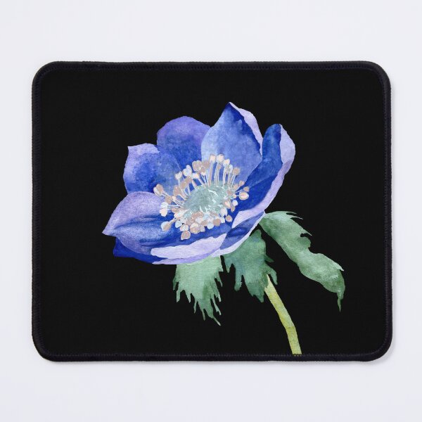 Item preview,  Violet anemone watercolor sketch hand drawn black version designed and sold by Yana Mustafina | Boho Soulful Designs.