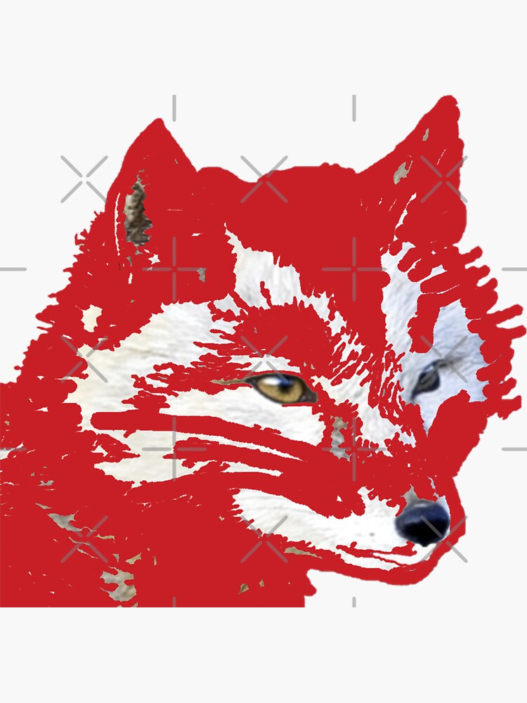 white-fox-rests-in-ruby-red-sticker-for-sale-by-cowboy-folly-redbubble