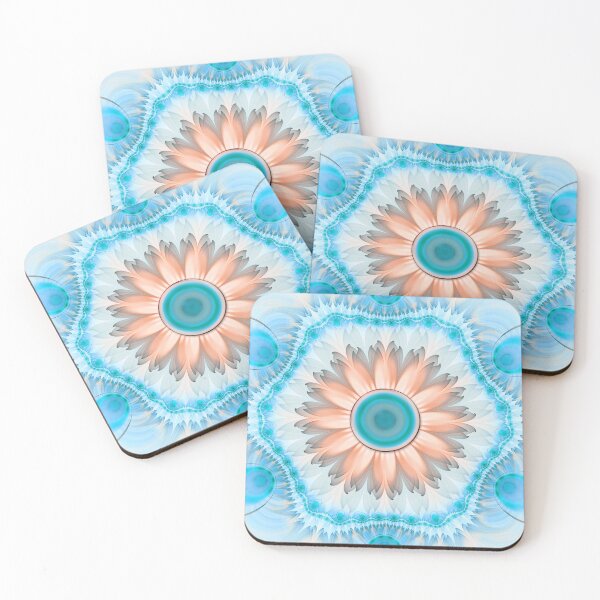 Item preview, Clean and Pure Turquoise and White Fractal Flower designed and sold by San Jaya Prime.