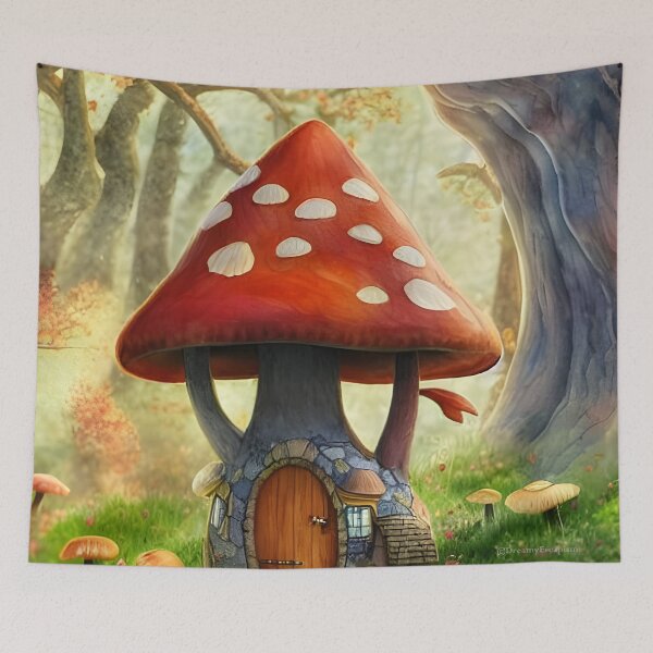 Item preview, Cozy Mushroom Cottage in the Autumn Woods designed and sold by DreamyEscapism.