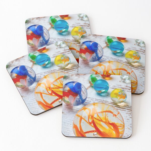 Item preview, Glass Marbles On White Wooden Board designed and sold by Garry Gay.