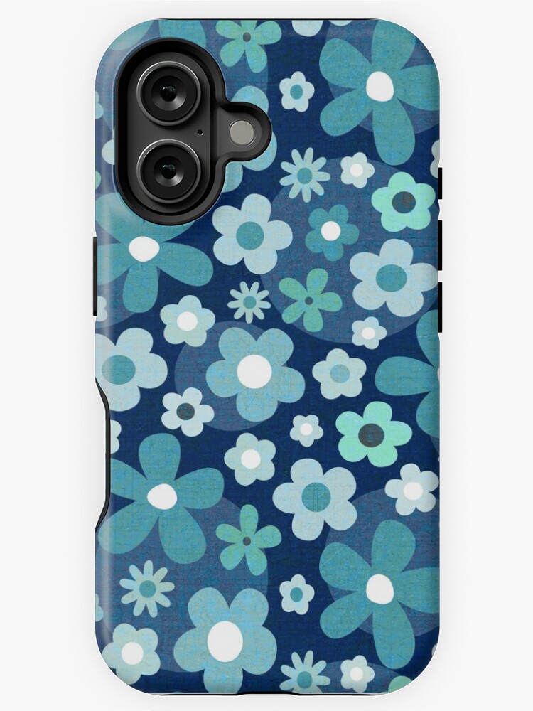 Thumbnail 1 of 4, iPhone Case, Groovy Baby - Indigo and Aqua designed and sold by daisy-beatrice.