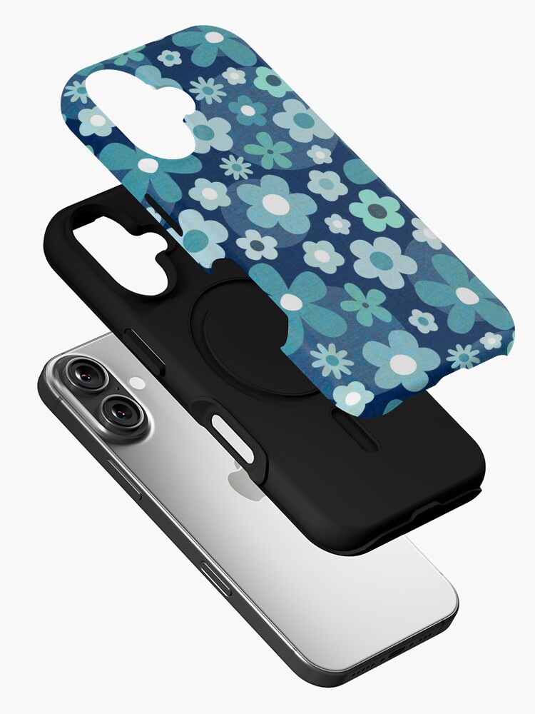 Thumbnail 2 of 4, iPhone Case, Groovy Baby - Indigo and Aqua designed and sold by daisy-beatrice.