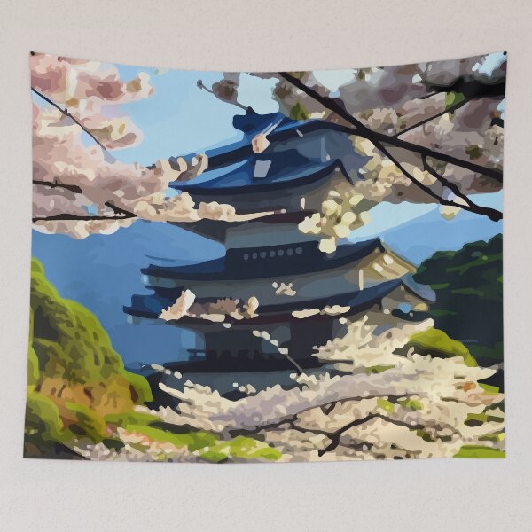 Item preview, Beautiful House In The Mountains In Watercolor Asian Style designed and sold by luisalfonso1989.