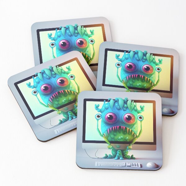 Item preview, Cute green computer monster designed and sold by RK - Shop.