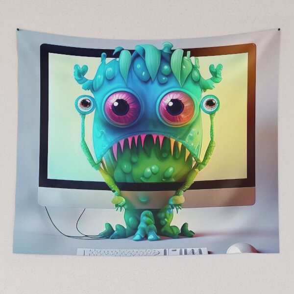 Item preview, Cute green computer monster designed and sold by RK - Shop.