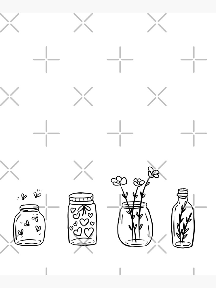 Cute 4 Mason jar line art minimalistic design - journal doodles Sticker  for Sale by Yarafantasyart