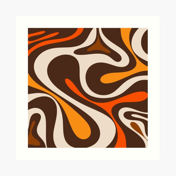 Mod Swirl Retro Abstract Pattern in 70s Brown Orange Beige
